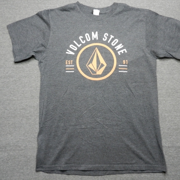 Y2K Volcom Stone Tee T Shirt Adult Medium Gray Orange Logo Est 91 Tee - Picture 1 of 7